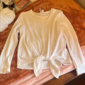 Women's White Tie-Front Top